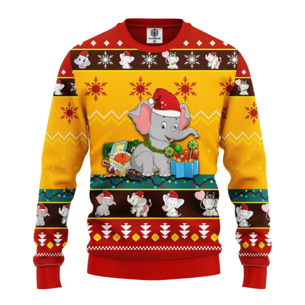Baby Elephant Yellow Red Christmas Ugly Sweater