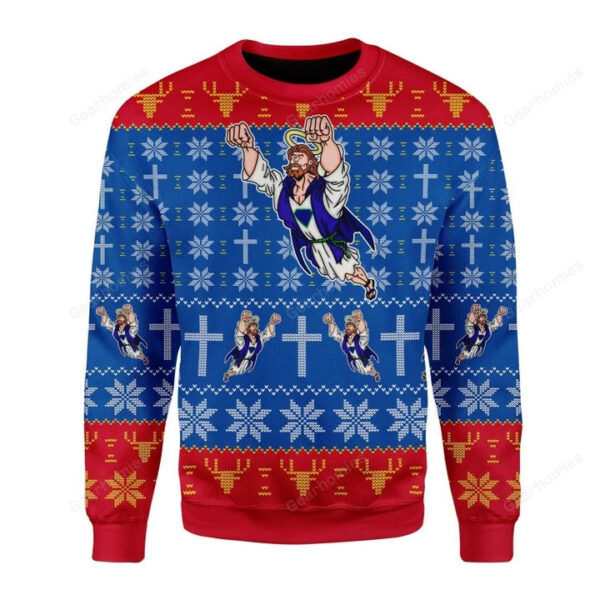 Merry Christmas Super Jesus Ugly Sweater